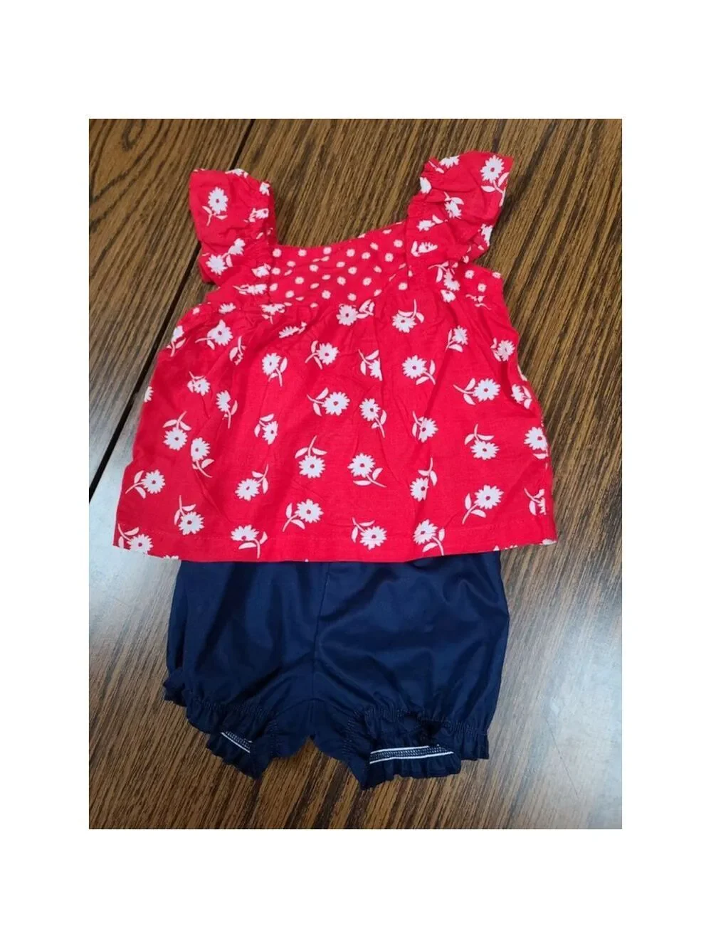 Carter's Girls 6mos Red Blue Shorts Outfit, NWT 2-Piece Set